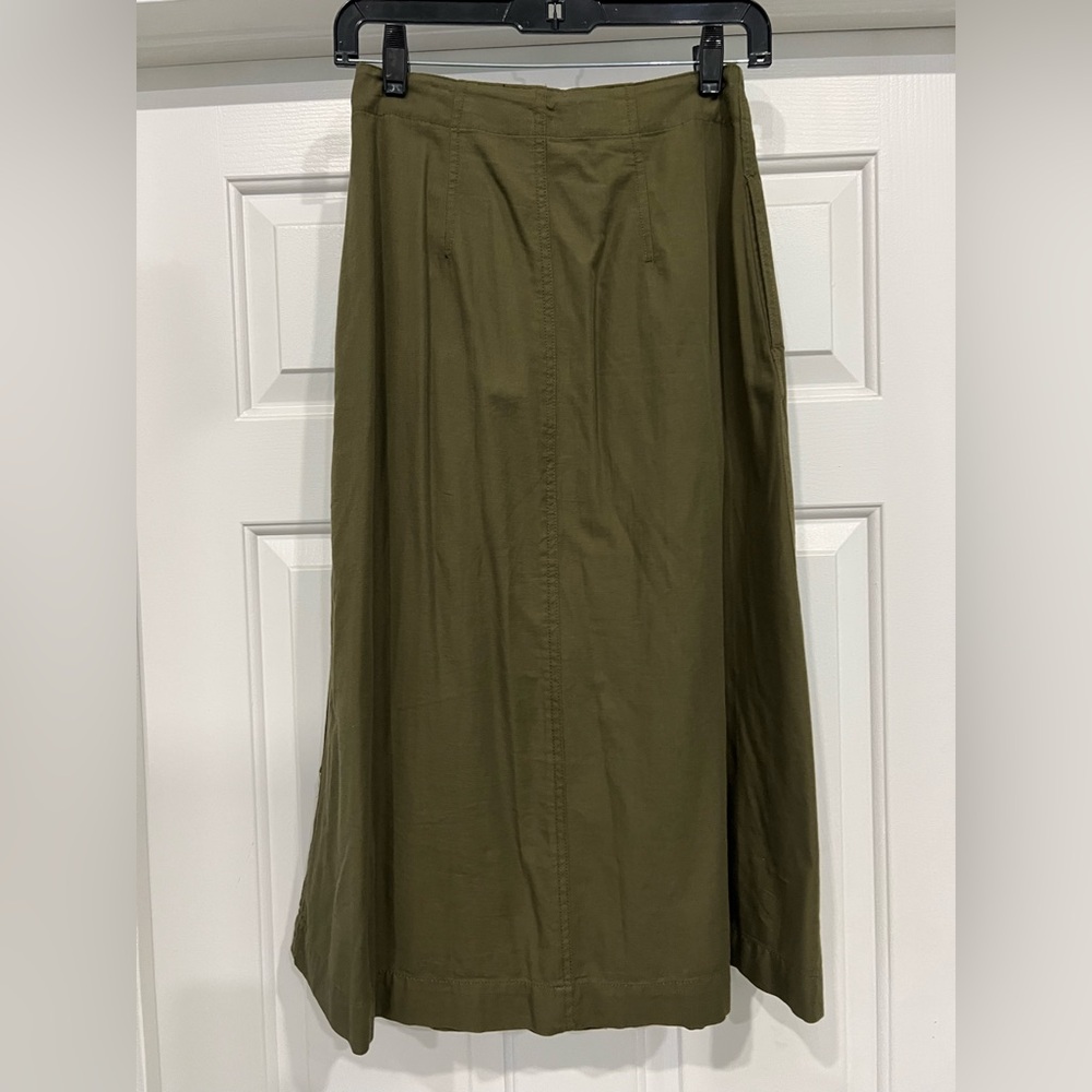 Olive Button-Down A-Line Skirt. Madewell - Picture 3 of 5